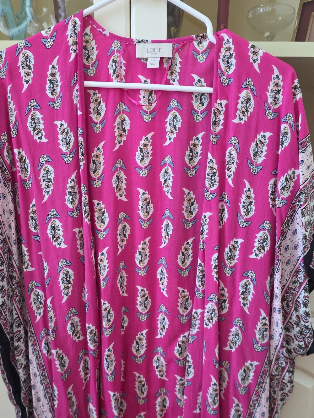 LOFT Fuchsia Paisley-Print Open Front Tunic
